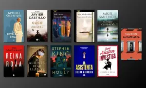 Colección de portadas de **mejores novelas negras**: "El problema final", "El cuco de cristal", "Un animal salvaje", "La paciente silenciosa", "El hijo olvidado", "La matriarca", "Reina roja", "El aliento de las llamas", "Holly", "La asistenta" y "Jane...