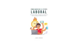 Hombre agobiado con múltiples brazos, reloj en llamas y café. Ilustra la **gestión del estrés laboral** y cómo recuperar el equilibrio.