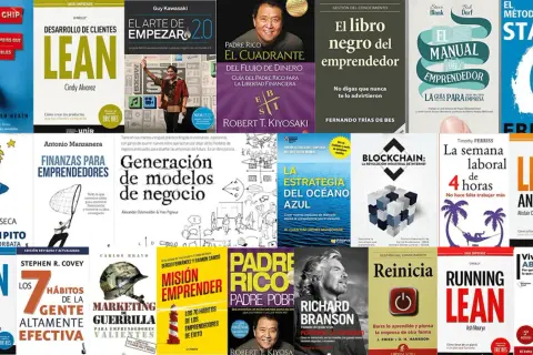 Colección de portadas de libros sobre negocios, finanzas y emprendimiento, incluyendo los mejores libros de negociación.