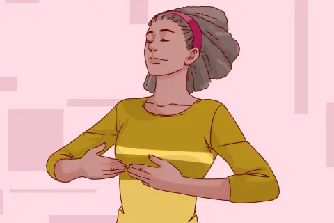 Mujer con los ojos cerrados y las manos en el pecho, como si estuviera reviviendo un recuerdo o intentando no vivir en el pasado.