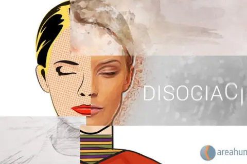 Collage de rostros con diferentes estilos artísticos, representando la disociación de la realidad.