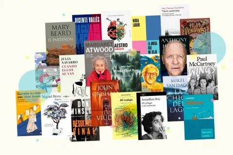 Una selección de **últimos libros publicados**, con portadas de diversos géneros y autores, creando un mosaico literario.