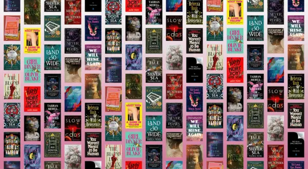 Mosaico de portadas de libros con títulos como "A Game in Yellow", "Girl Dinner" y "The Blood Queen".
