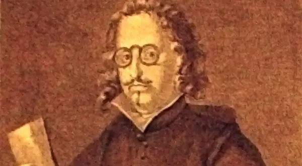 Retrato de Quevedo con gafas, leyendo un libro. Sus frases inspiran a pensar.