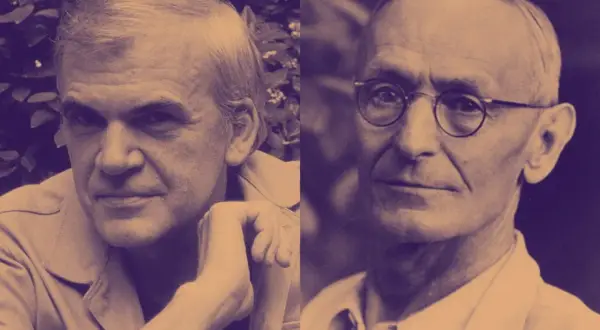 Dos retratos de hombres. El de la izquierda, más joven, con mano en la barbilla. El de la derecha, mayor, con gafas. Inspiración para frases de Hermann Hesse.