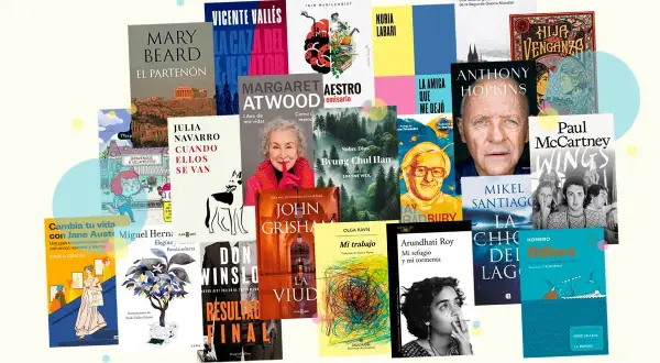 Una selección de **últimos libros publicados**, con portadas de diversos géneros y autores, creando un mosaico literario.