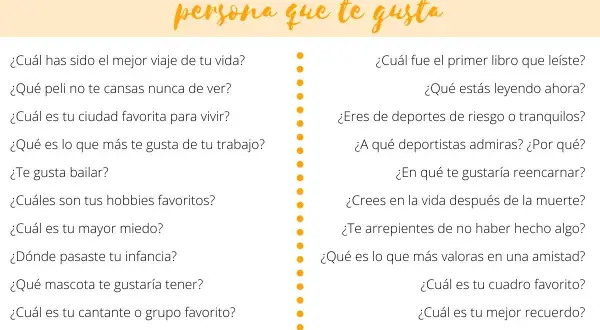 Lista de temas de conversación para ligar: viajes, películas, hobbies, miedos, gustos musicales y culinarios, y más.
