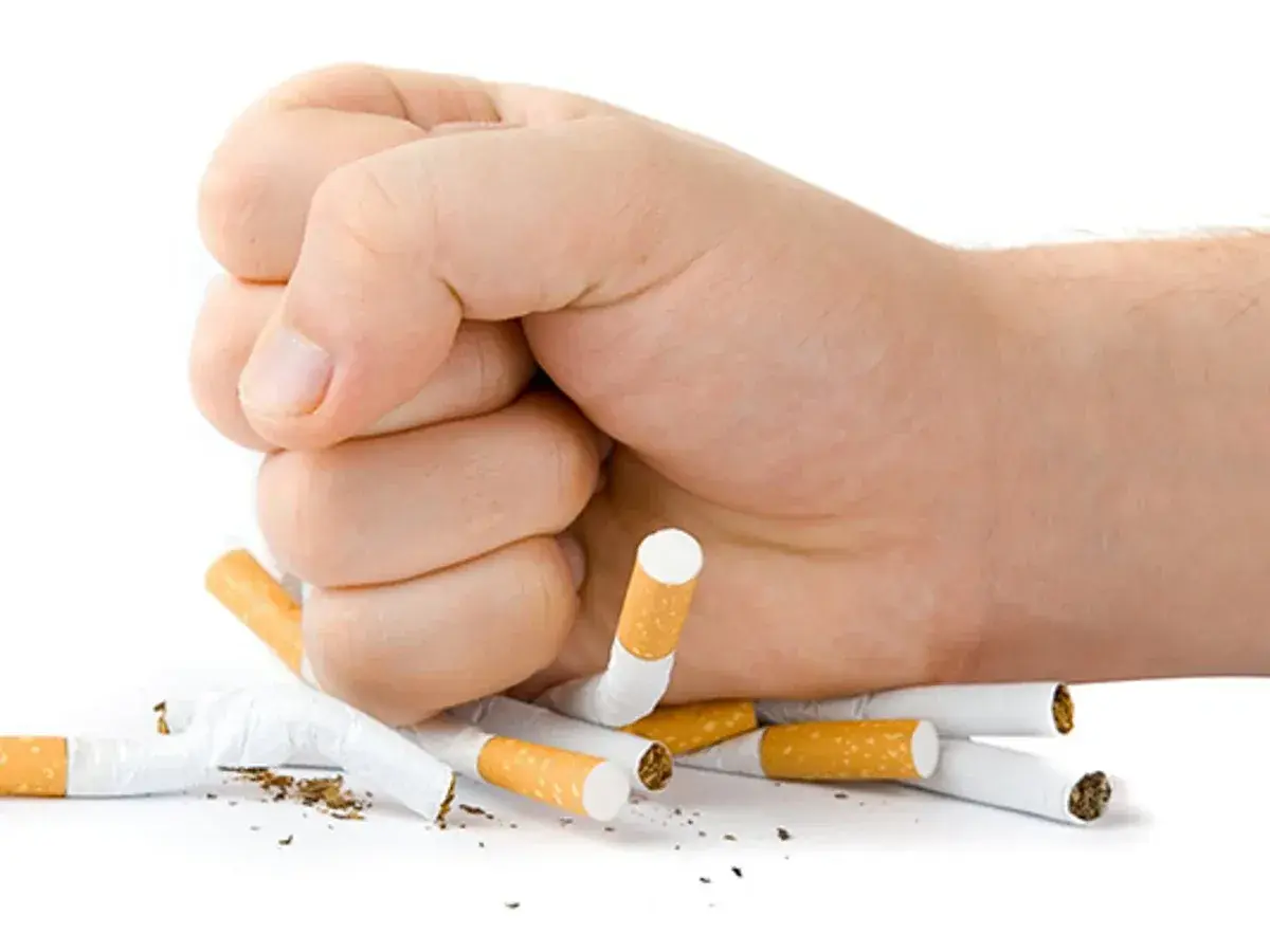 Puño aplastando cigarrillos. La lucha contra cuanto dura el mono del tabaco es posible.