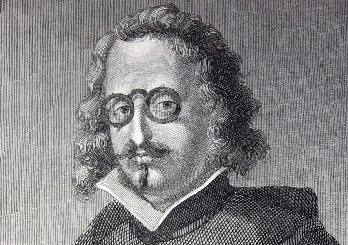 Retrato grabado de Francisco de Quevedo, con sus ic&oacute;nicas gafas redondas. Sus frases resuenan en la historia.