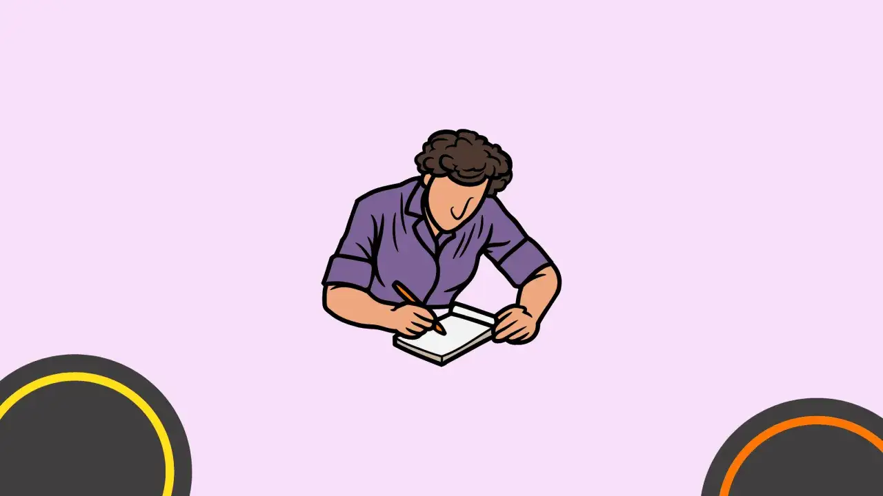 Persona concentrada en su escritura persuasiva, plasmando ideas en un cuaderno con un bol&iacute;grafo.