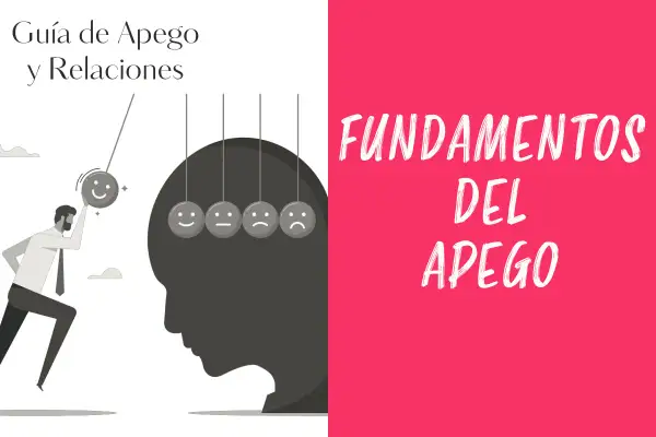 Guía de apego y relaciones. Un hombre impulsa una bola con cara feliz, representando el apego seguro, hacia otras bolas con diferentes expresiones.
