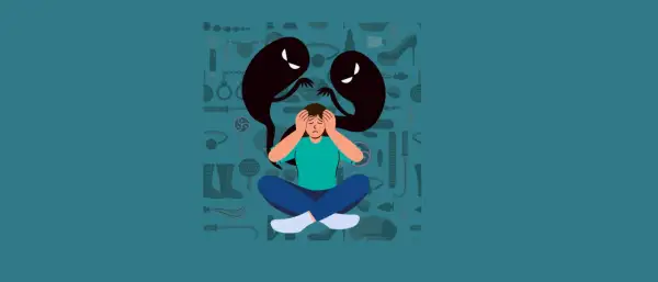 Persona angustiada con sombras que la atormentan, rodeada de objetos que sugieren pensamientos intrusivos sobre sexualidad.