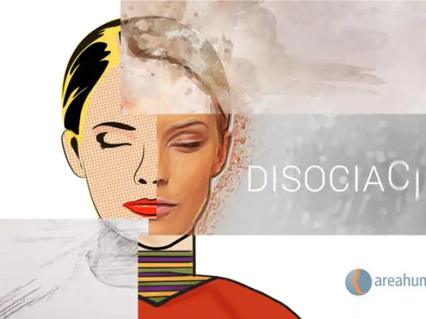 Collage de rostros con diferentes estilos artísticos, representando la disociación de la realidad.